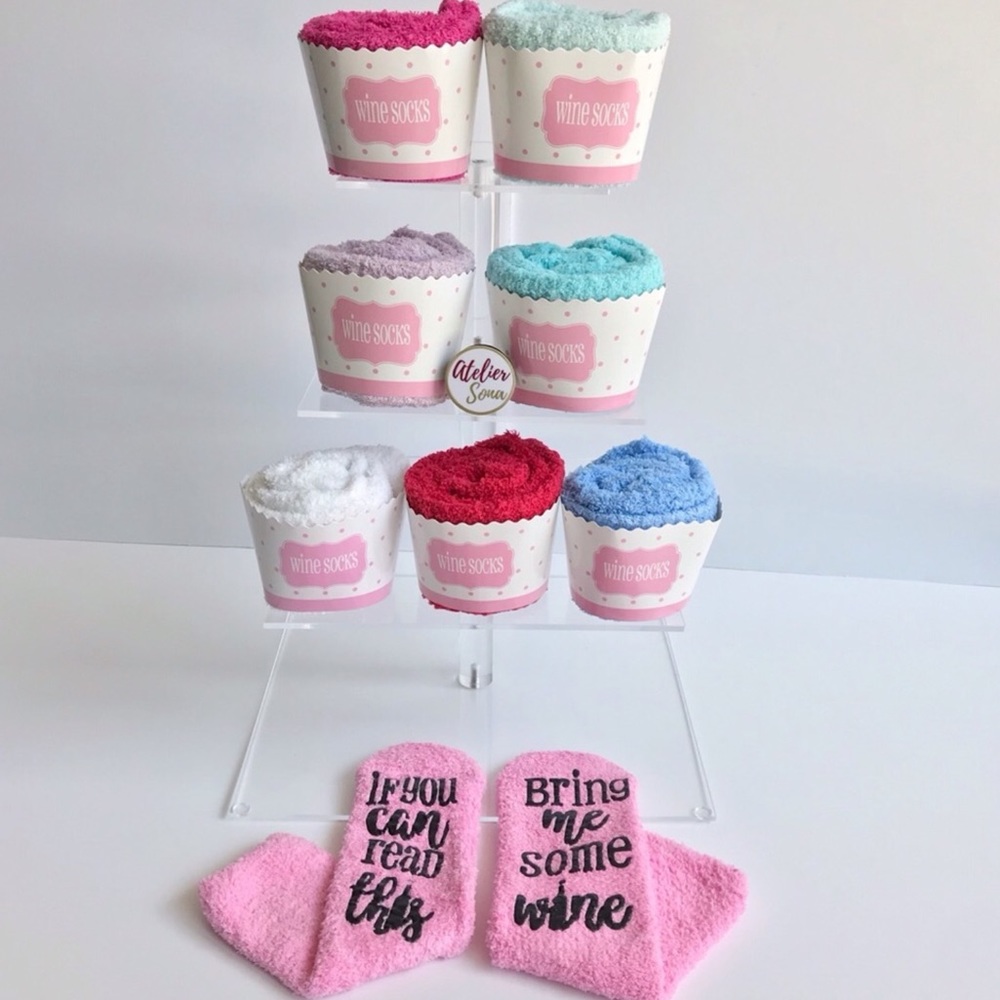 Cupcake Wine Fuzzy Socks